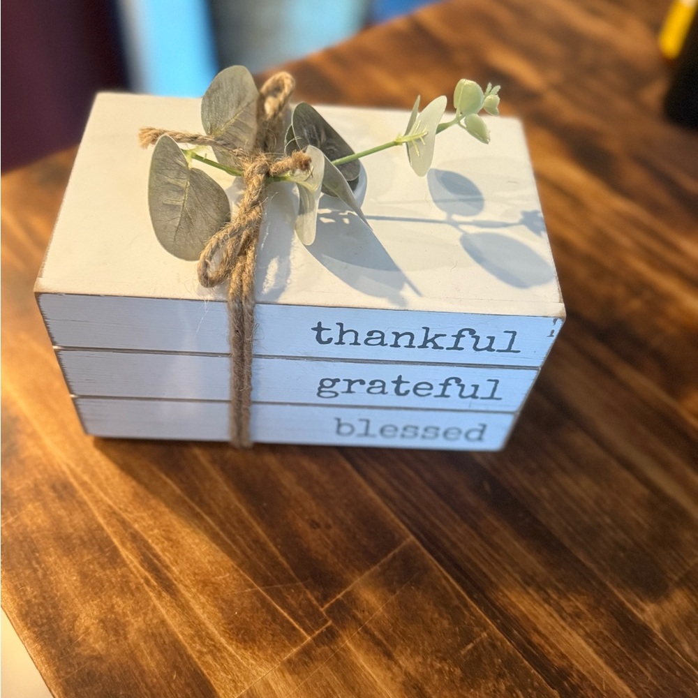 White Decorative Block Set with Greenery